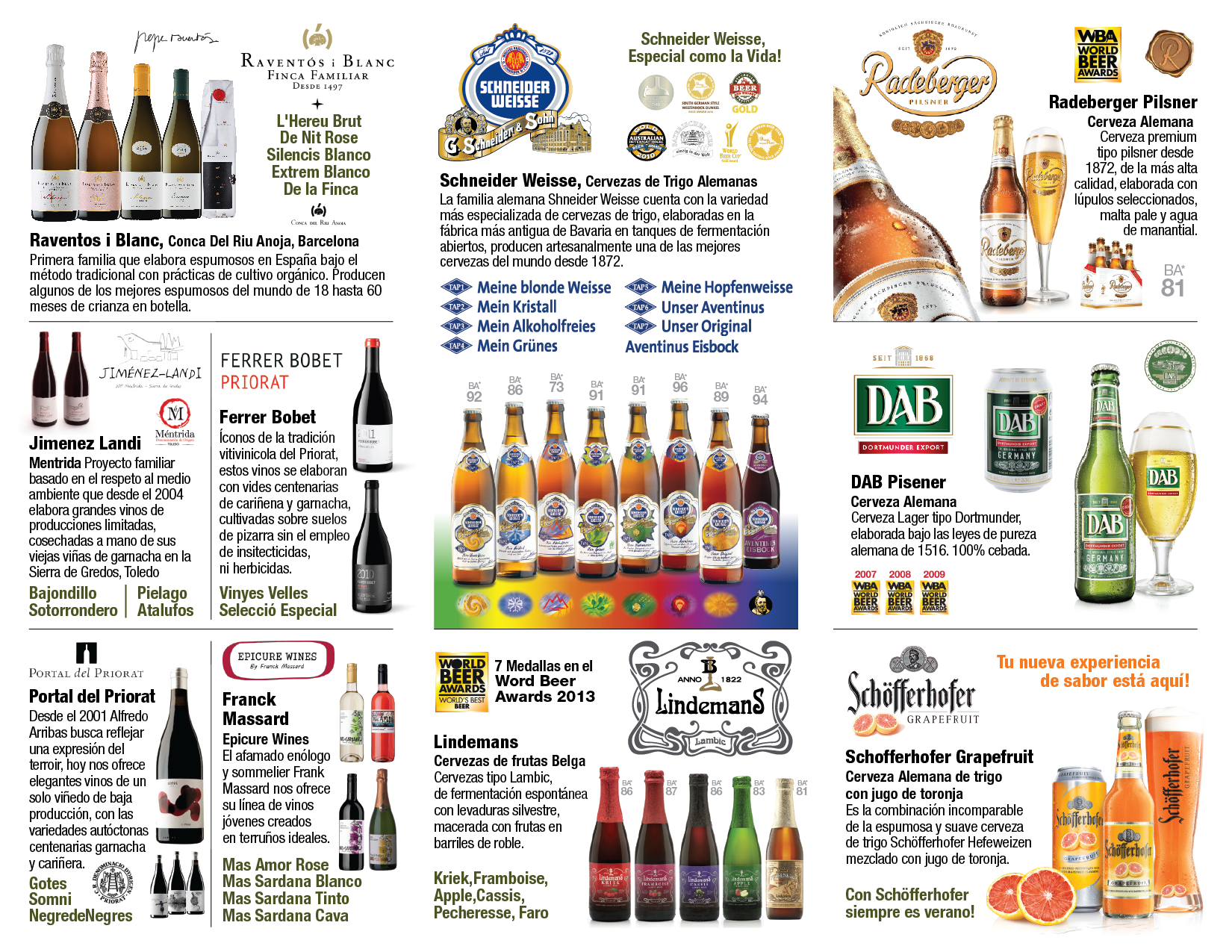 Grupo AFM, importadores y distribuidores autorizados para la República Dominicana de las cervezas Schneider Weisse, Radeberger, DAB y Schofferhofer de Alemania y Lindemans de Bélgica. Como de los vinos McManis Family Vineyards, Don Sebastiani & Sons, Charles Smith desde EE.UU., Jiménez Landi, Raventós iBlanc, Portal del Priorat de España entre otros
